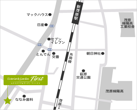 新茂原駅を含むエクステリア＆ガーデン ファーストの周辺地図